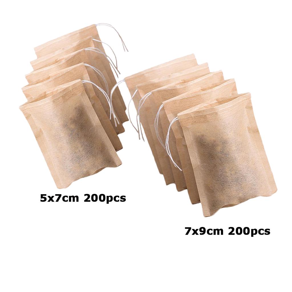 400 Pcs Empty Tea Filter Bags Loose Herbs Teabag with Drawstring 5x7 & 7x9cm