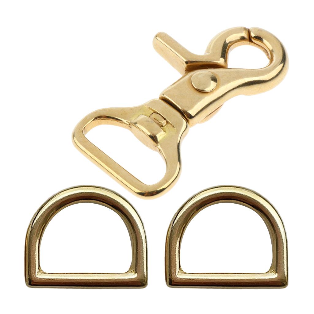 2 Sets Brass Lobster Clasp Hook Swivel Trigger Snap Hook & D Ring