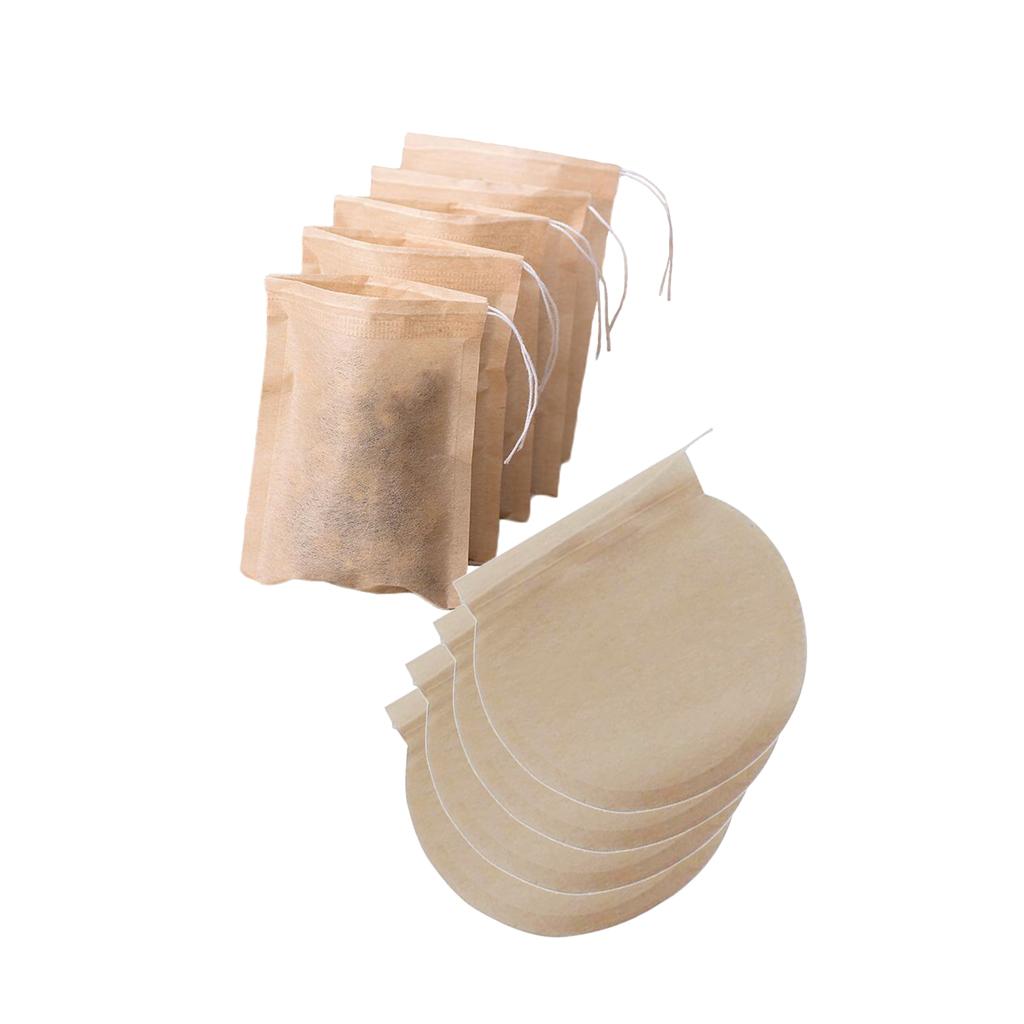 200Pcs Empty Tea Filter Bags Loose Herbs Teabag with Drawstring 2 Shapes