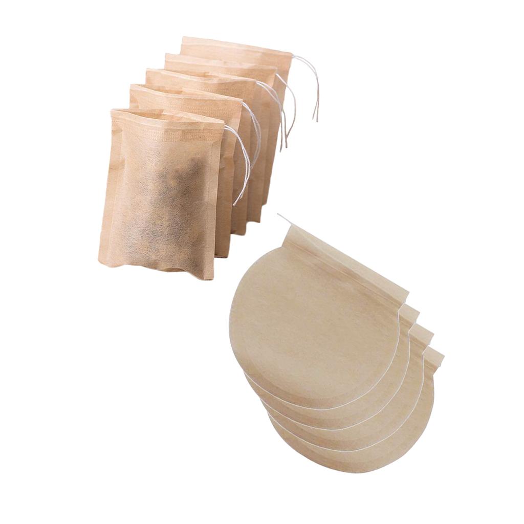 200Pcs Empty Tea Filter Bags Loose Herbs Teabag with Drawstring 2 Shapes