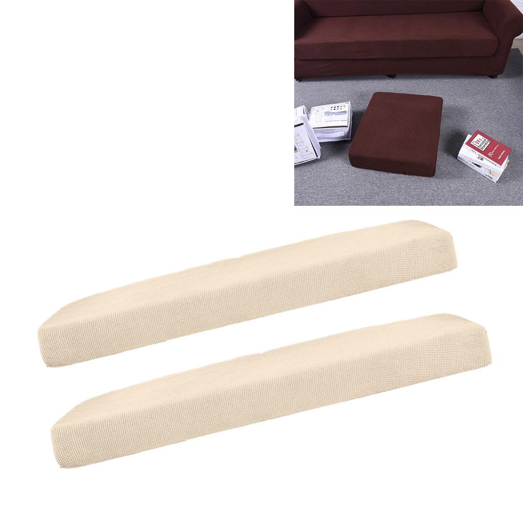 2Pcs Sofa Futon Seat Cushion Cover Couch Slipcover Protector Cream_Size L
