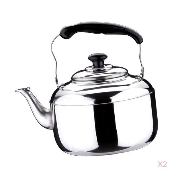 2pcs Stainless Steel Whistling Tea Kettle Coffee Kitchen Stovetop Induction
