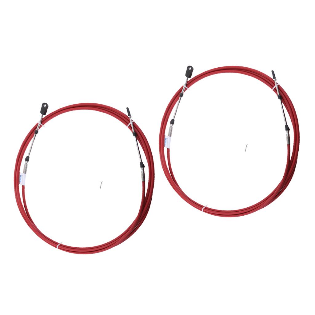 2Pcs 11Ft Throttle Shift Control Cable for Yamaha Outboard Boat Motor Red