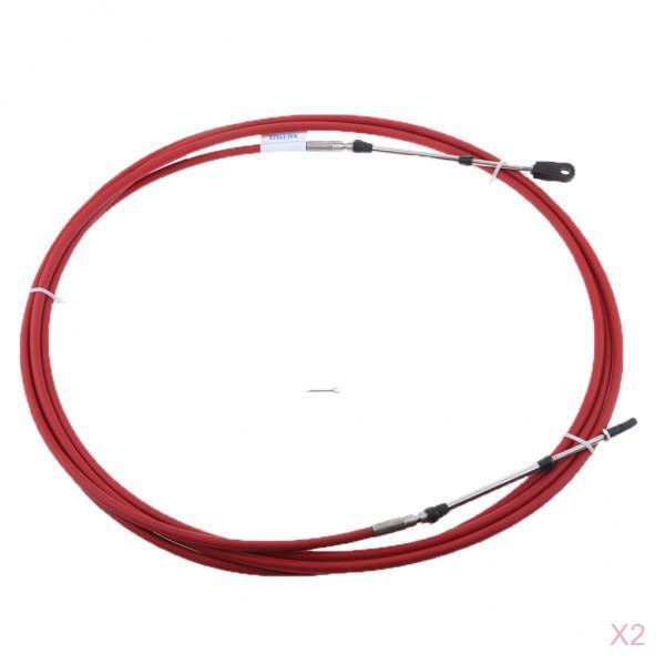 2Pcs 11Ft Throttle Shift Control Cable for Yamaha Outboard Boat Motor Red