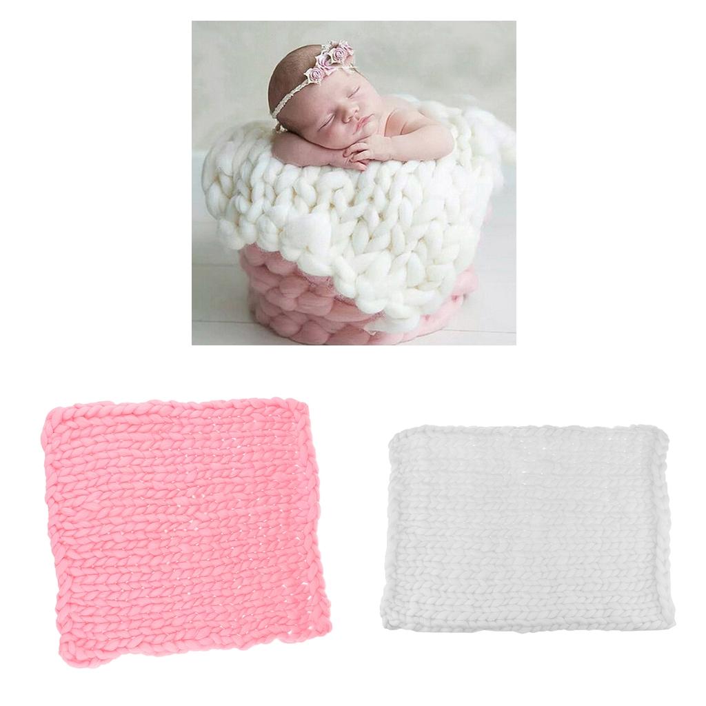 2Pcs Newborn Baby Kids Photography Props Photo Braid Knitting Wool Blanket