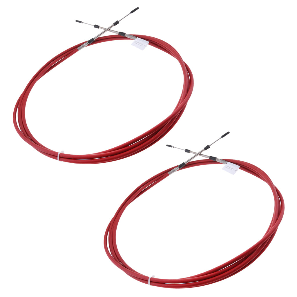 2pcs Red Throttle Shift Remote Control Box Cable for Yamaha Outboard 8 FT