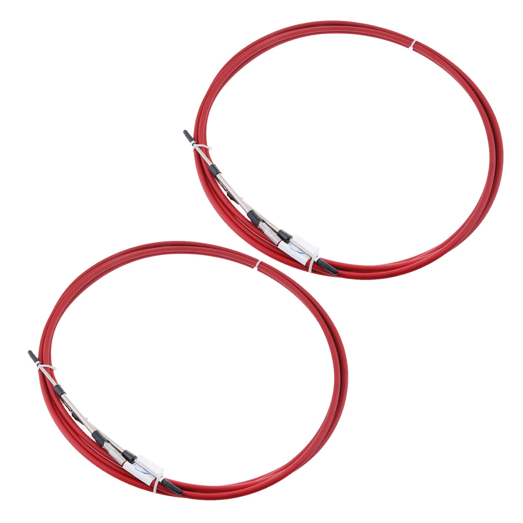 2pcs Red Throttle Shift Remote Control Box Cable for Yamaha Outboard 17 FT