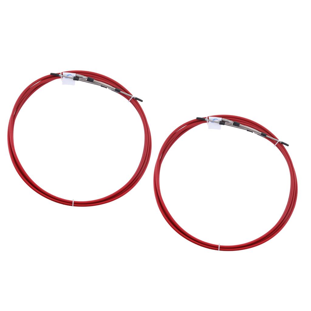 2pcs Red Throttle Shift Remote Control Box Cable for Yamaha Outboard 21 FT