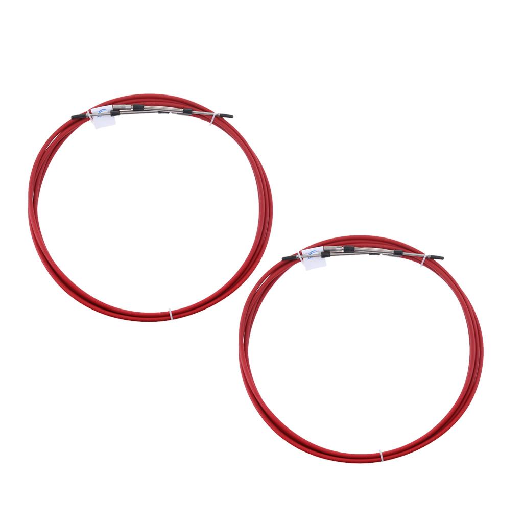 2pcs Red Throttle Shift Remote Control Box Cable for Yamaha Outboard 21 FT
