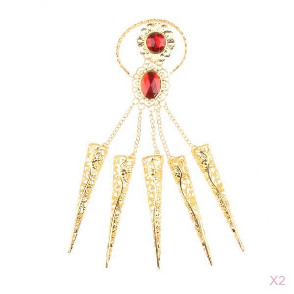 2Pieces Indian Belly Dance Perfome Bracelet Finger Nails Artificial jewelry