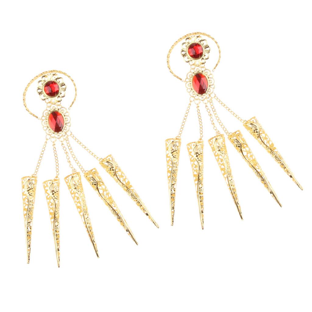 2Pieces Indian Belly Dance Perfome Bracelet Finger Nails Artificial jewelry