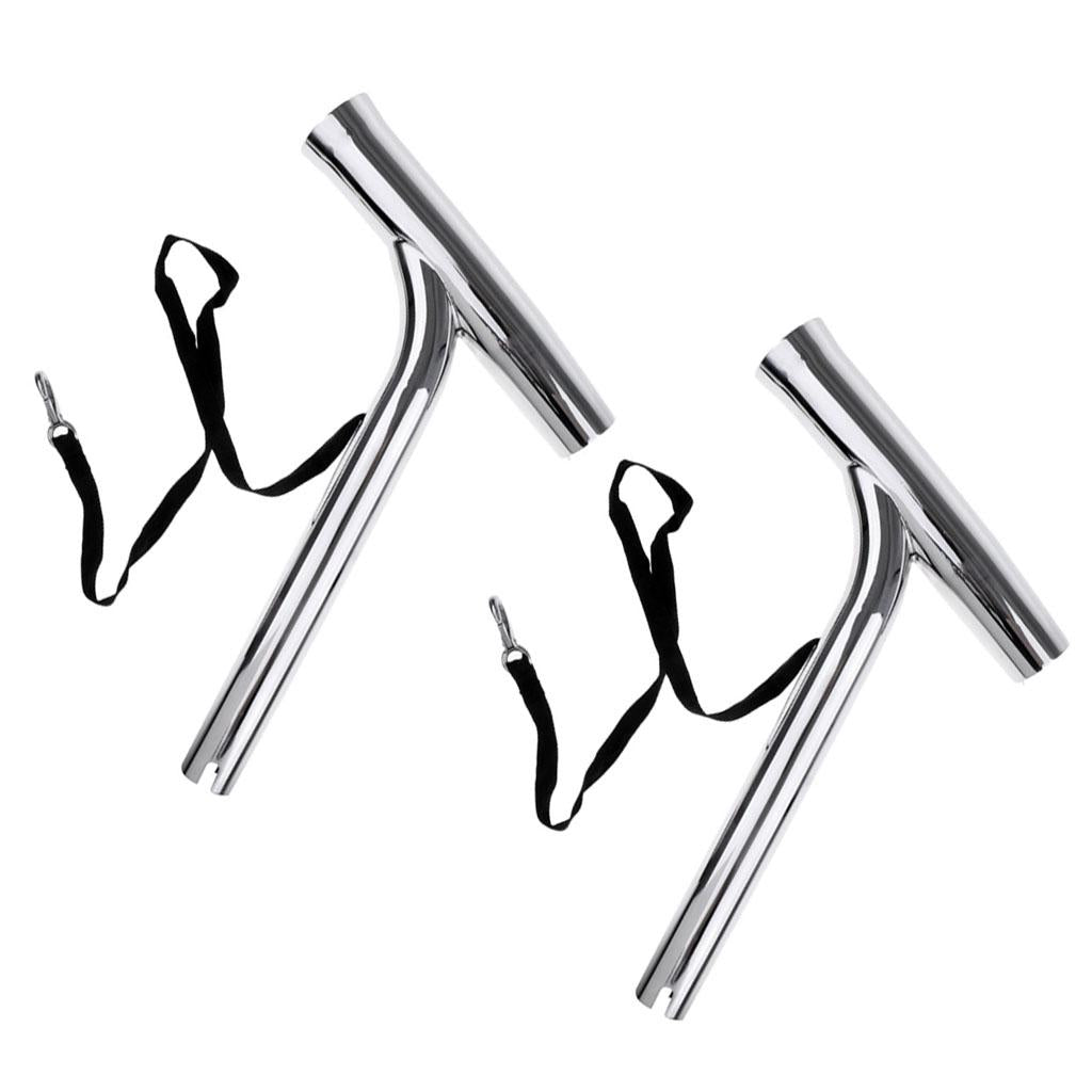 2pcs Stainless Steel Outrigger Boat Fishing Rod Holder Pole Tube with Strap