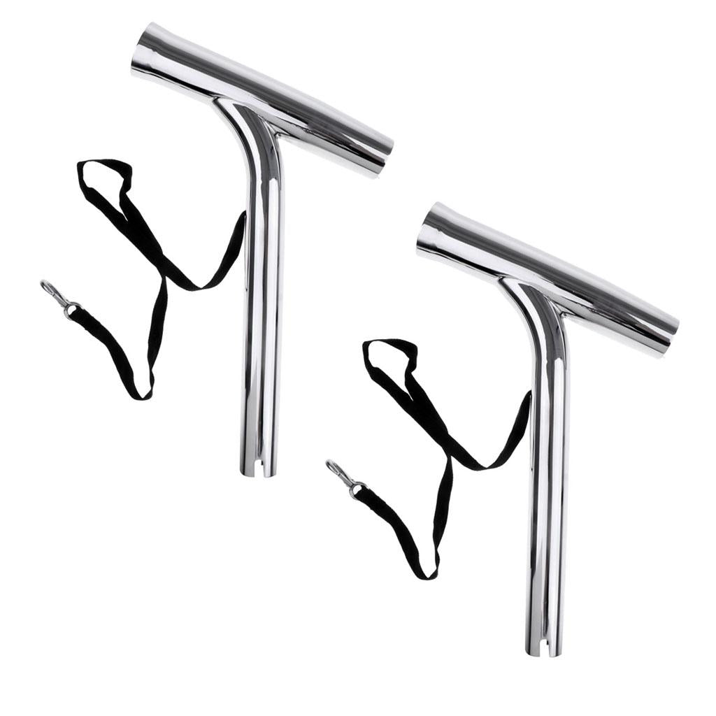 2pcs Stainless Steel Outrigger Boat Fishing Rod Holder Pole Tube with Strap