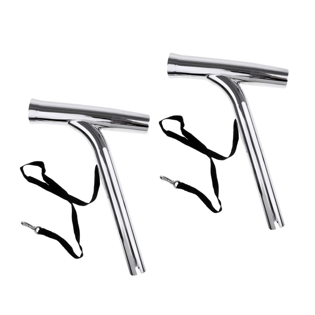 2pcs Stainless Steel Outrigger Boat Fishing Rod Holder Pole Tube with Strap