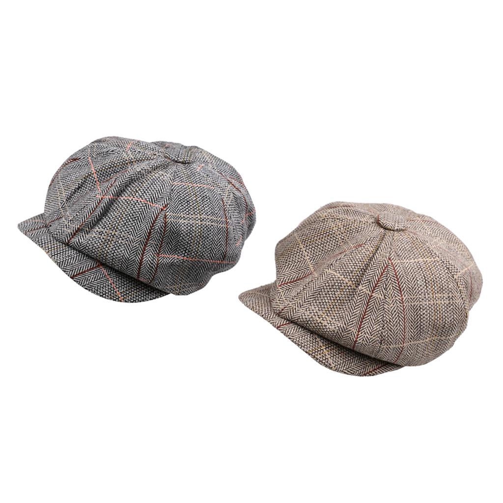 2pieces Newsboy Golf Flat Gatsby Hat Driving Beret Baker Peaked Cap