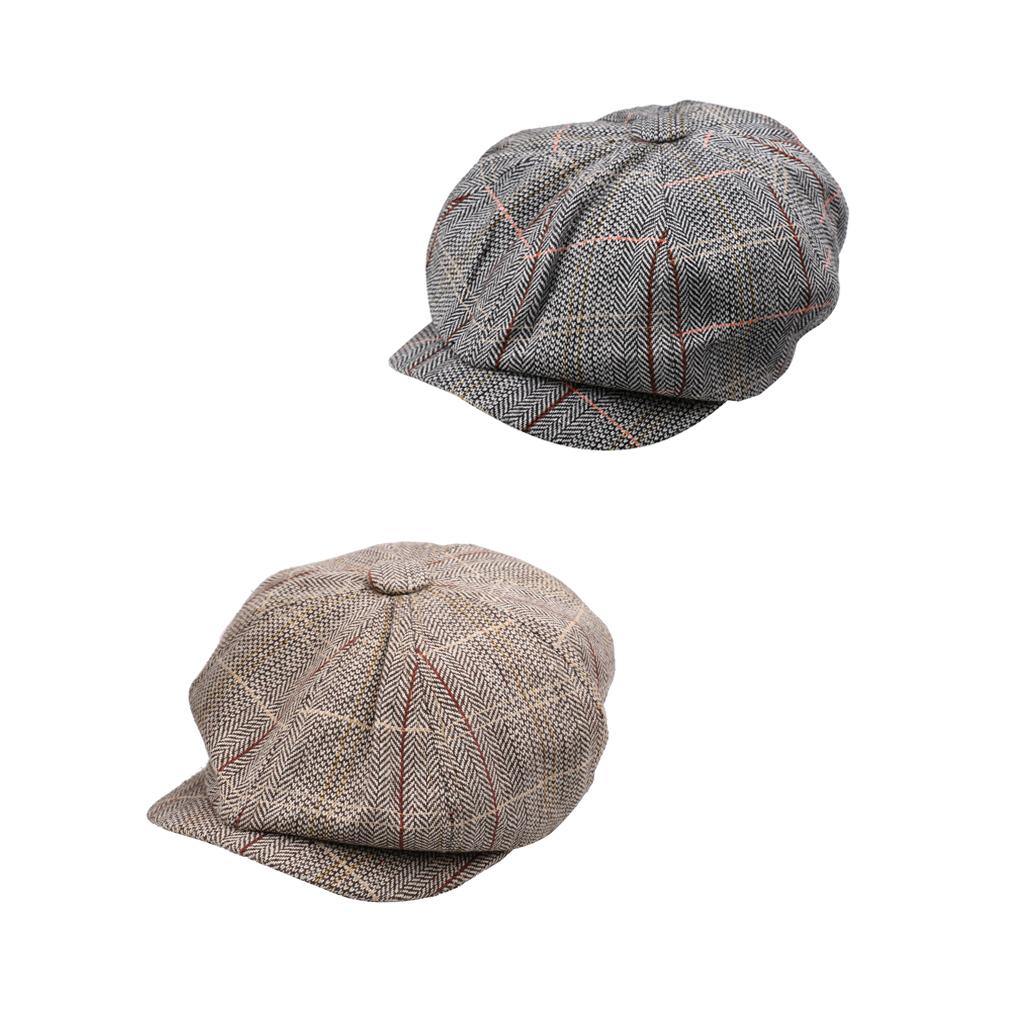 2pieces Newsboy Golf Flat Gatsby Hat Driving Beret Baker Peaked Cap