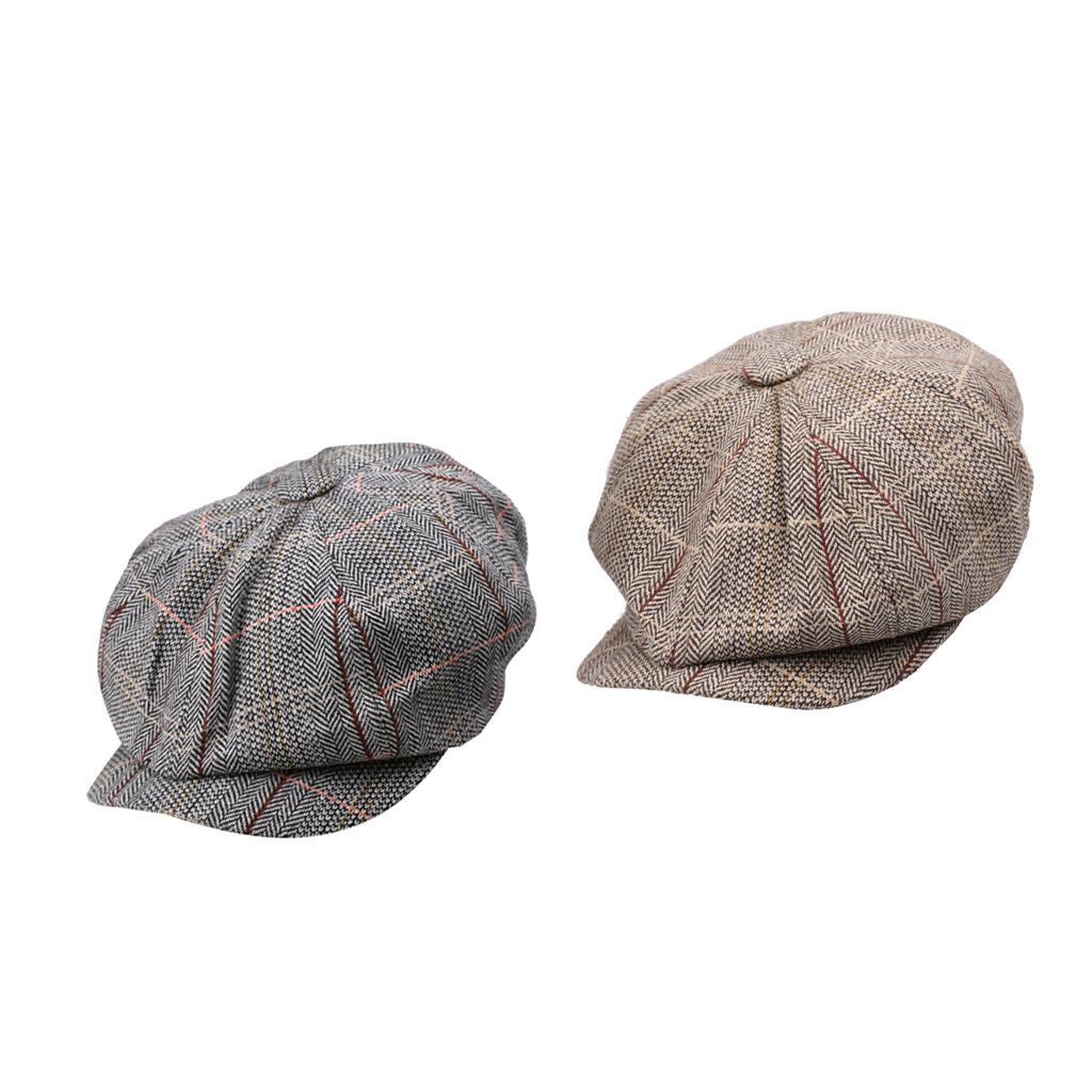 2pieces Newsboy Golf Flat Gatsby Hat Driving Beret Baker Peaked Cap