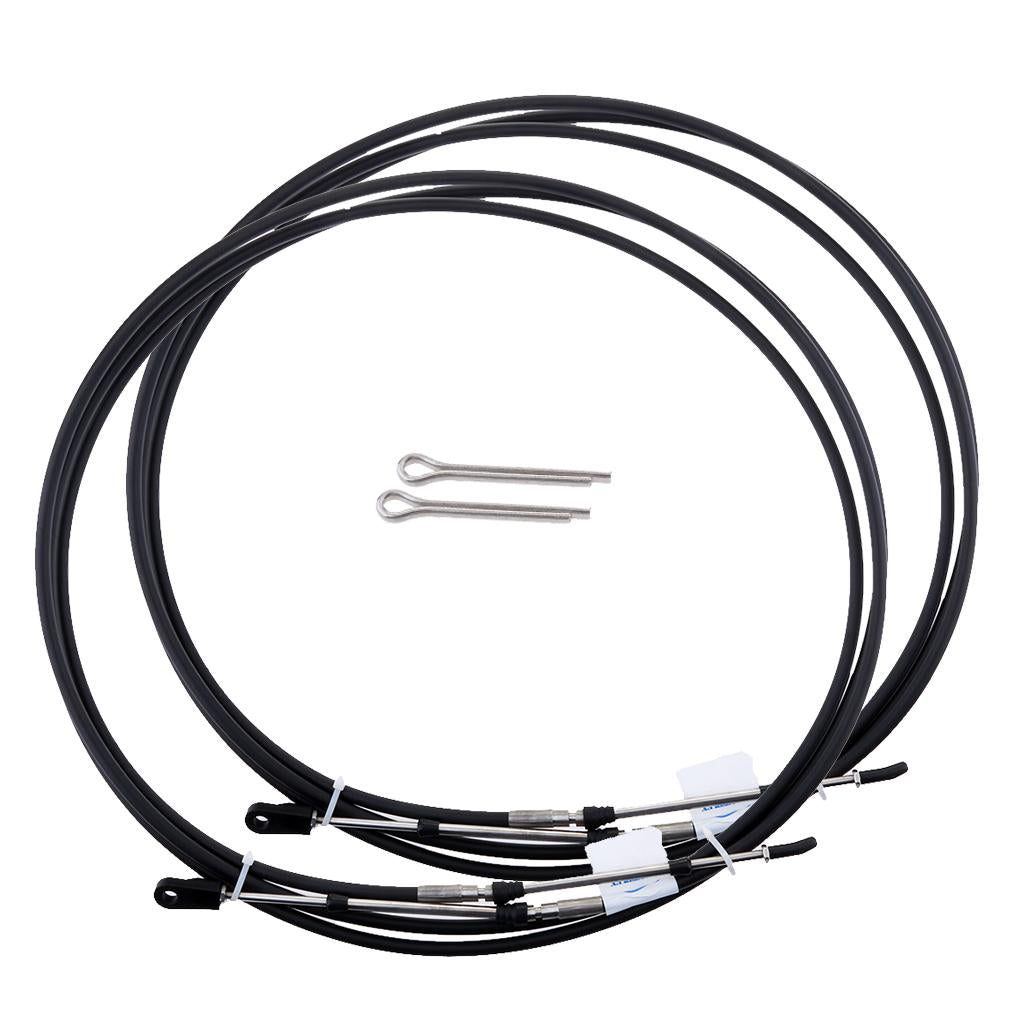 2pcs Universal Throttle Cable Black for Marine Boat Motor Control Lever 12FT