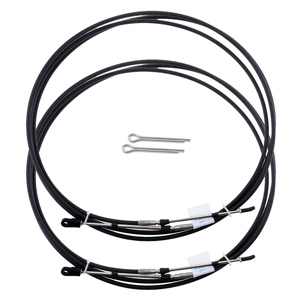 2pcs Universal Throttle Cable Black for Marine Boat Motor Control Lever 15FT