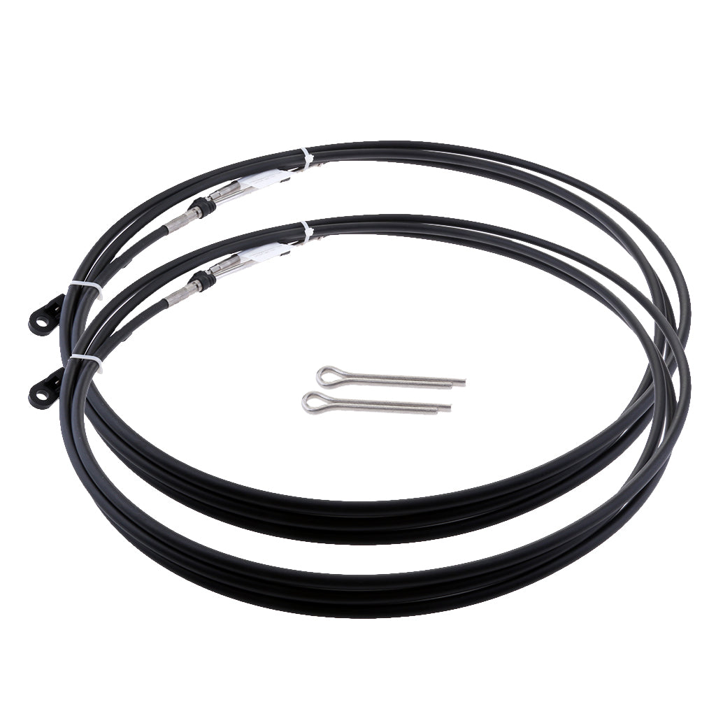 2pcs Universal Throttle Cable Black for Marine Boat Motor Control Lever 18FT