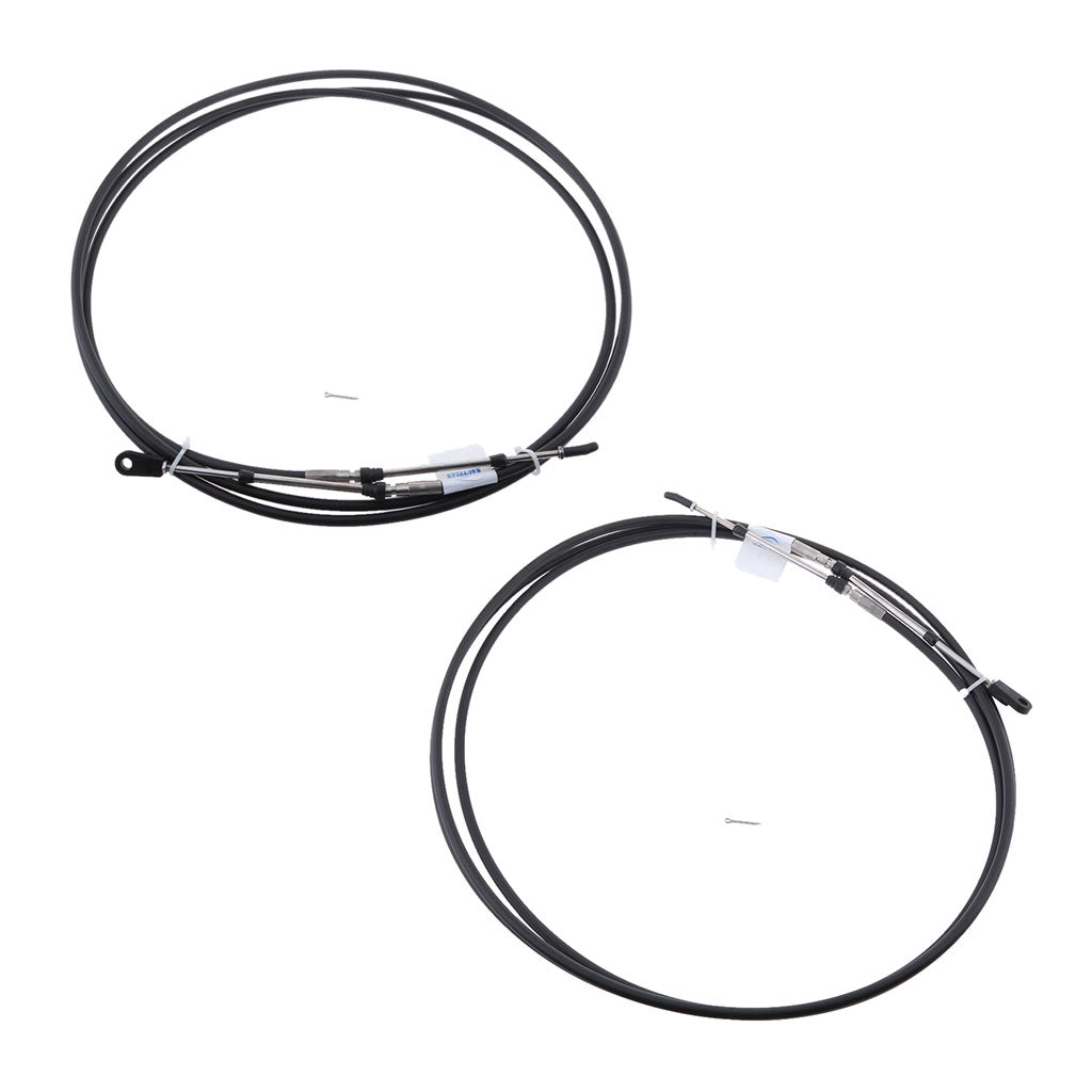 2pcs Universal Throttle Cable Black for Marine Boat Motor Control Lever 19FT