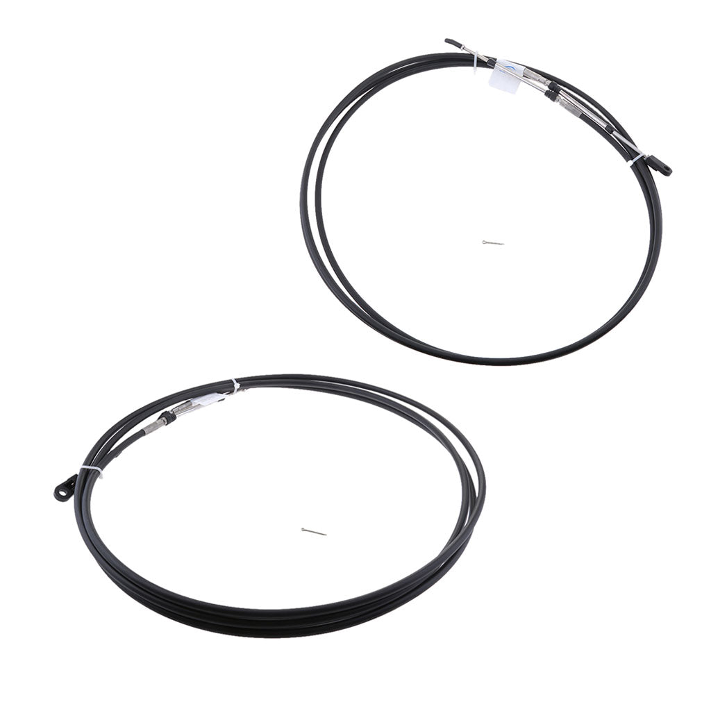 2pcs Universal Throttle Cable Black for Marine Boat Motor Control Lever 19FT