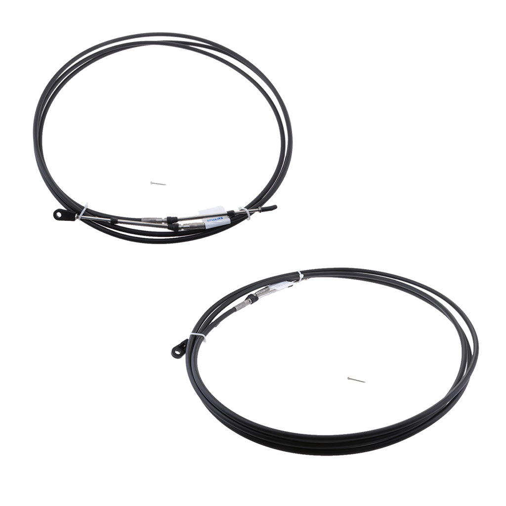 2pcs Universal Throttle Cable Black for Marine Boat Motor Control Lever 19FT