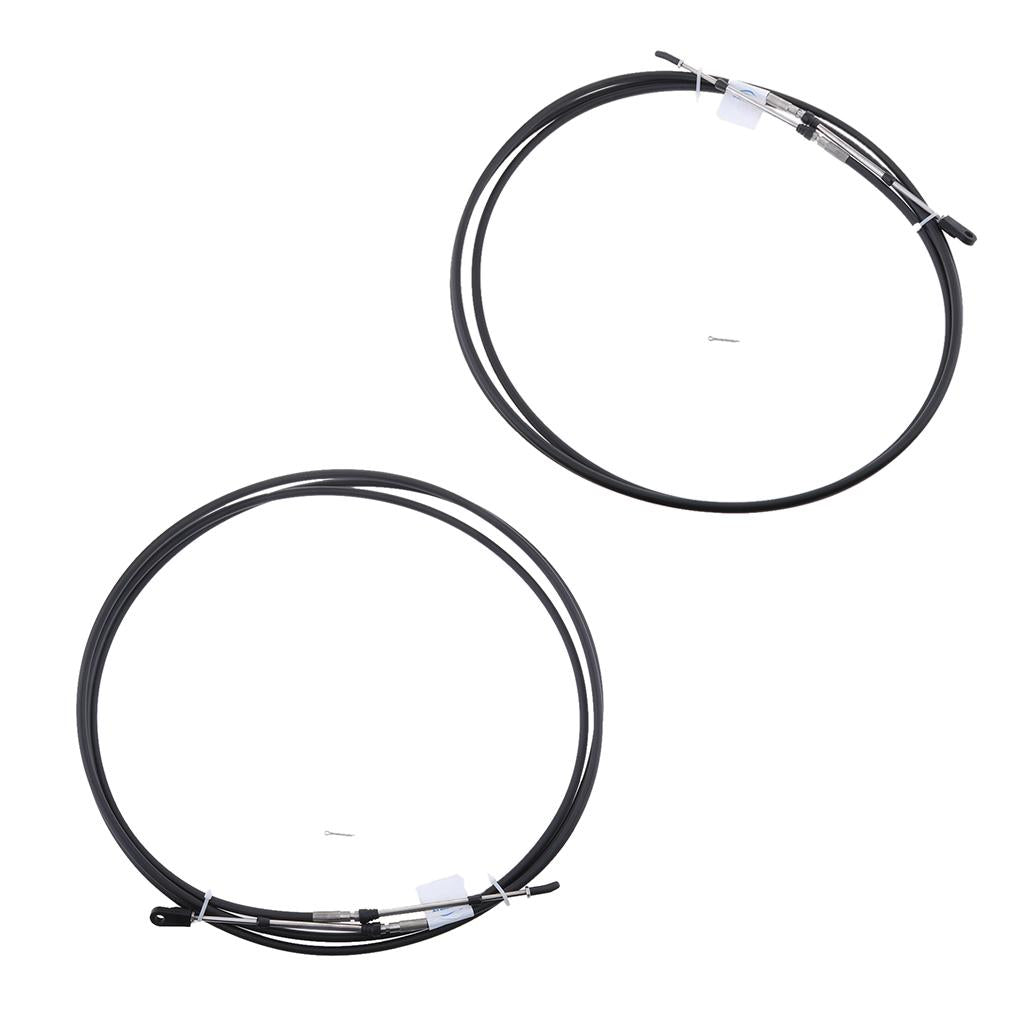 2pcs Universal Throttle Cable Black for Marine Boat Motor Control Lever 20FT