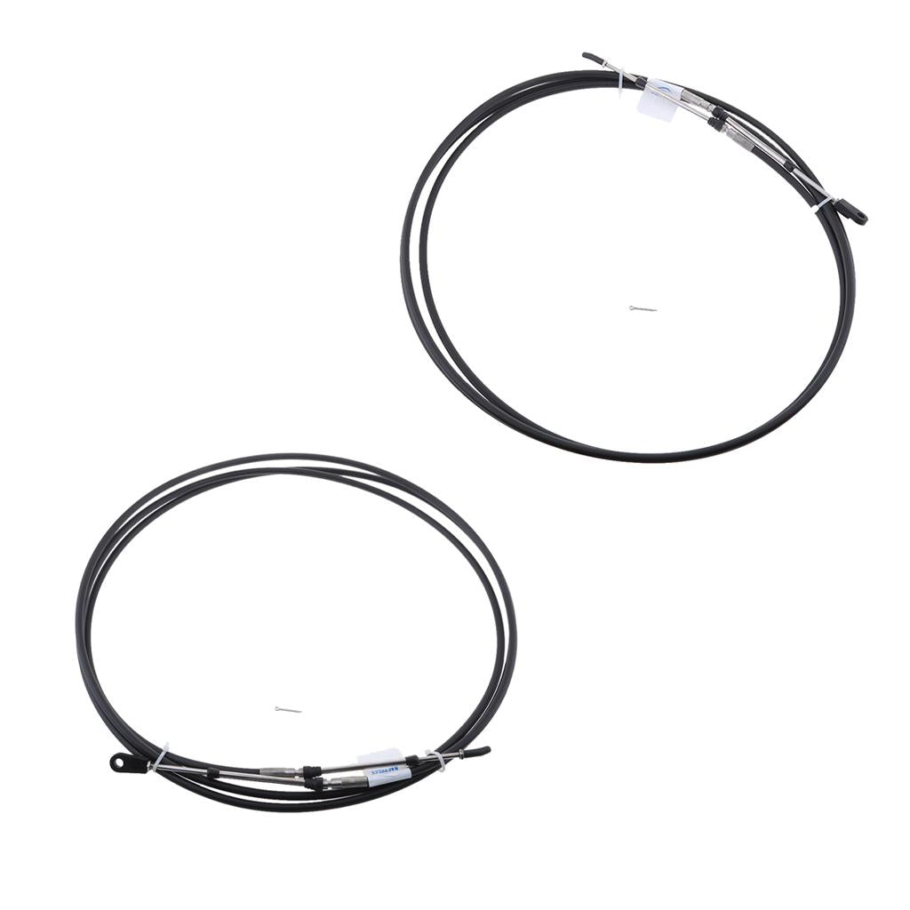 2pcs Universal Throttle Cable Black for Marine Boat Motor Control Lever 20FT
