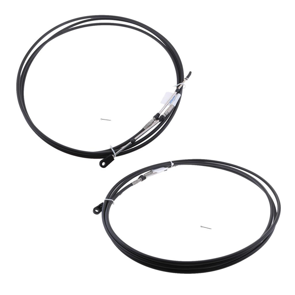 2pcs Universal Throttle Cable Black for Marine Boat Motor Control Lever 21FT