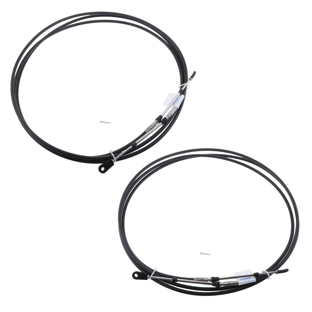 2pcs Universal Throttle Cable Black for Marine Boat Motor Control Lever 21FT