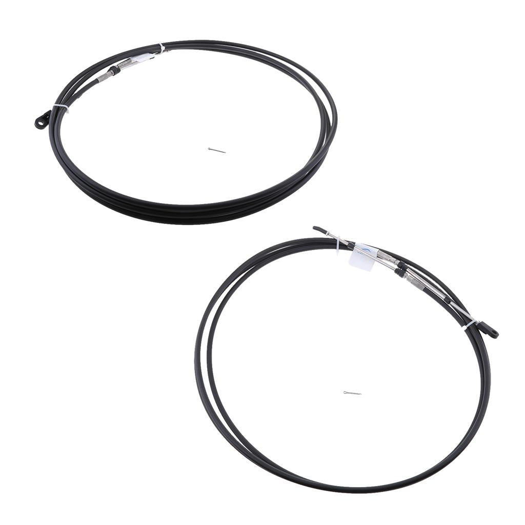 2pcs Universal Throttle Cable Black for Marine Boat Motor Control Lever 26FT