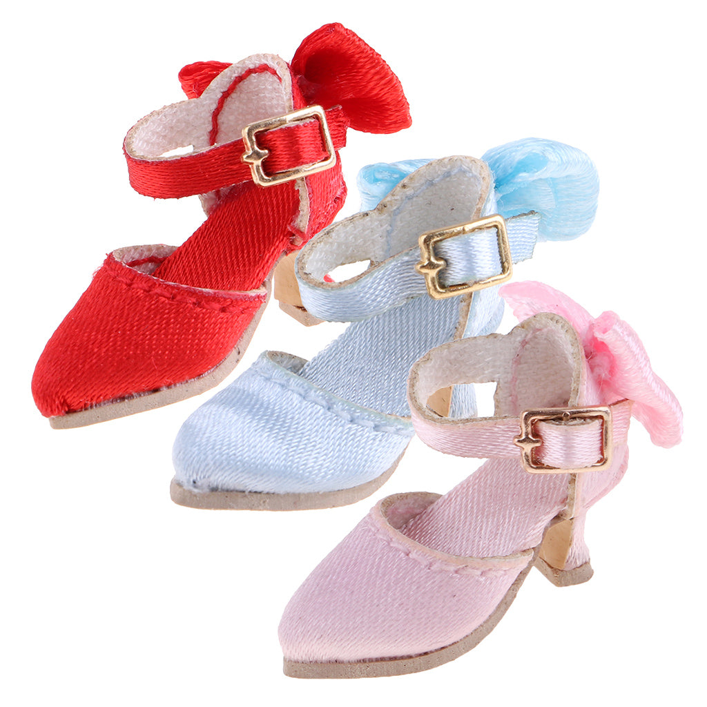 3 Pairs Pointed Toe Shoes High Heels Outfit for 1/6 Blythe Doll Accessories
