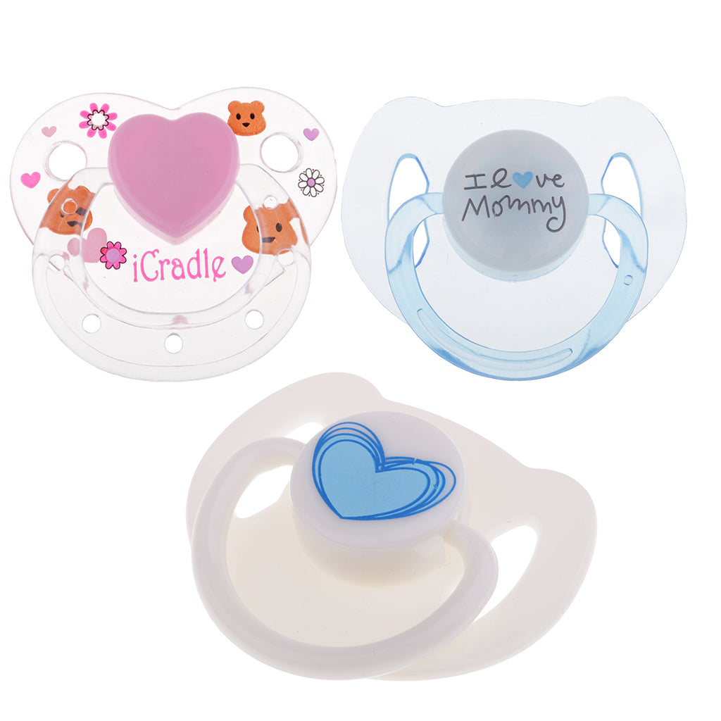 3 Pieces Cute Dummy Cartoon Magnetic Pacifier for Reborn Baby Supplies