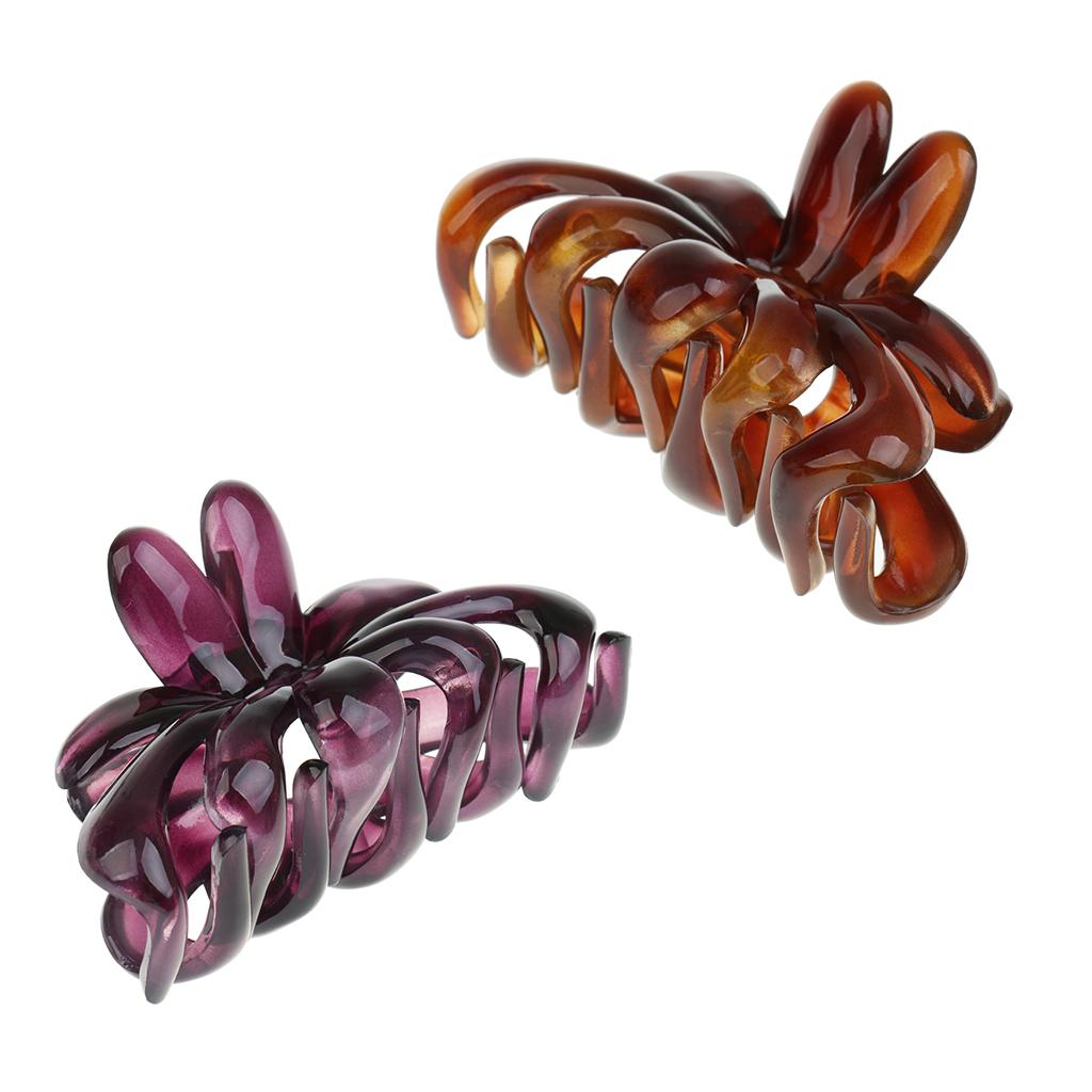 2 Pieces Large Floral Acrylic Hair Claw Grips Clip Clamp Accessories