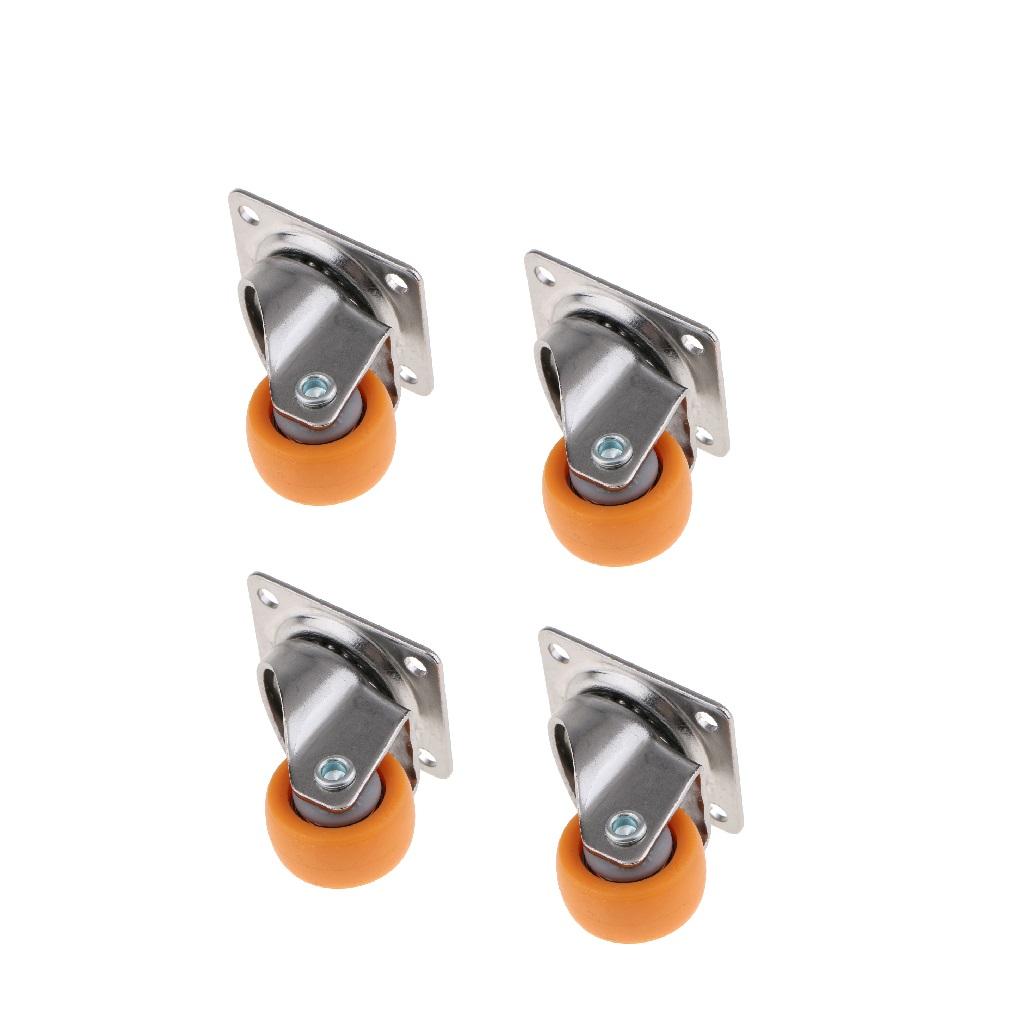 4 x Nylon Swivel Caster Wheels Plate Caster for Trolleys Orange 32mm 17kg