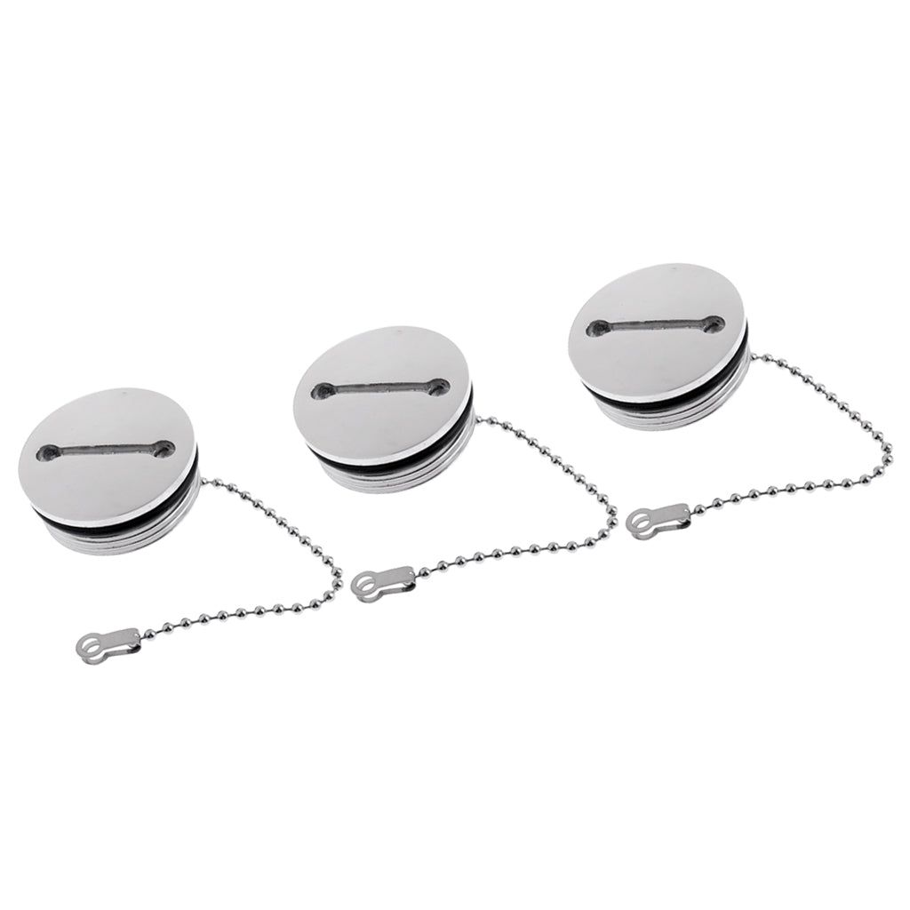 3 Pieces Boat Stainless Steel Slotted Replacement Deck Fill Cap for Chain