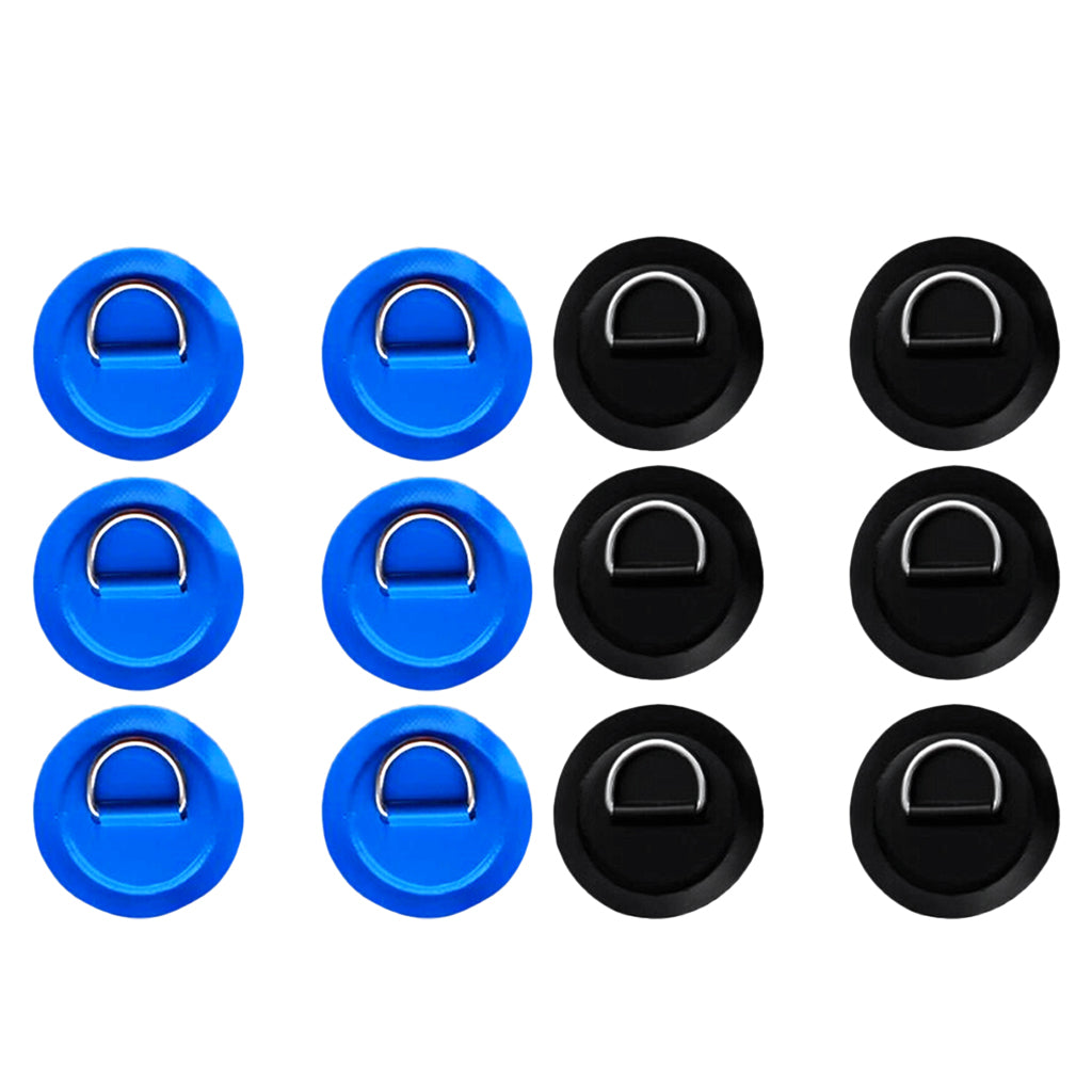 12Pcs Kayak Inflatable Boat Stainless Steel D Ring PVC Patch Black Blue