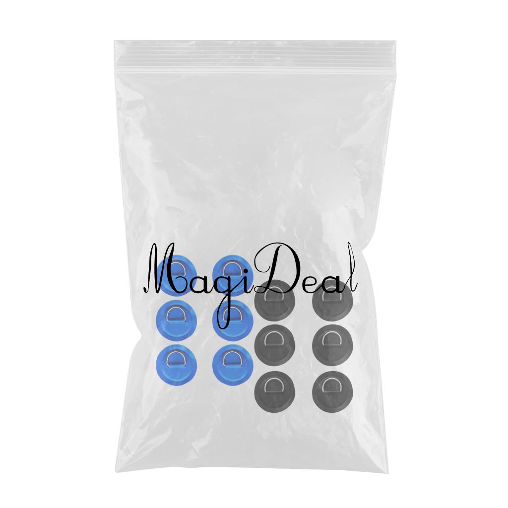 12Pcs Kayak Inflatable Boat Stainless Steel D Ring PVC Patch Black Blue