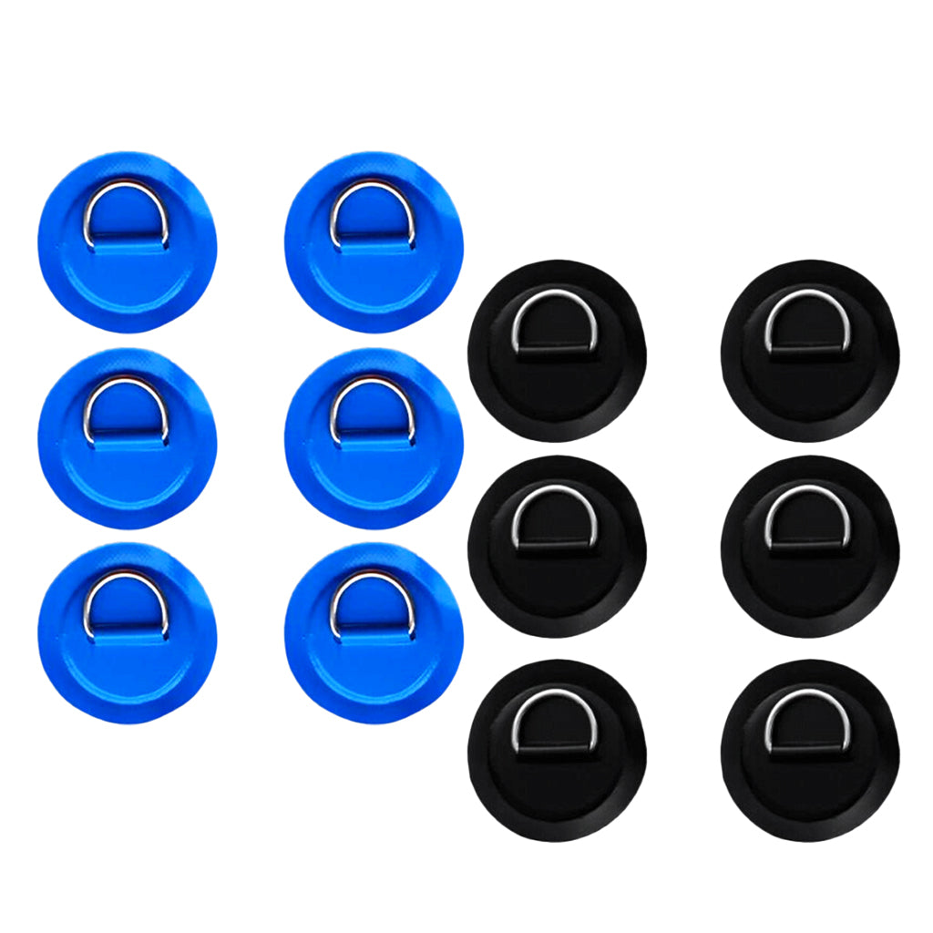12Pcs Kayak Inflatable Boat Stainless Steel D Ring PVC Patch Black Blue