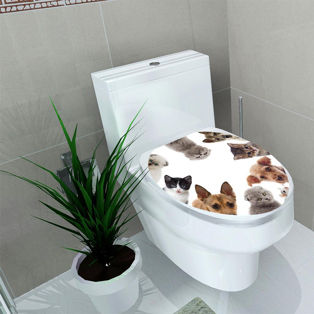 2x Creative 3D Toilet Stickers Bathroom Decorative Decals Climb Wall Cat