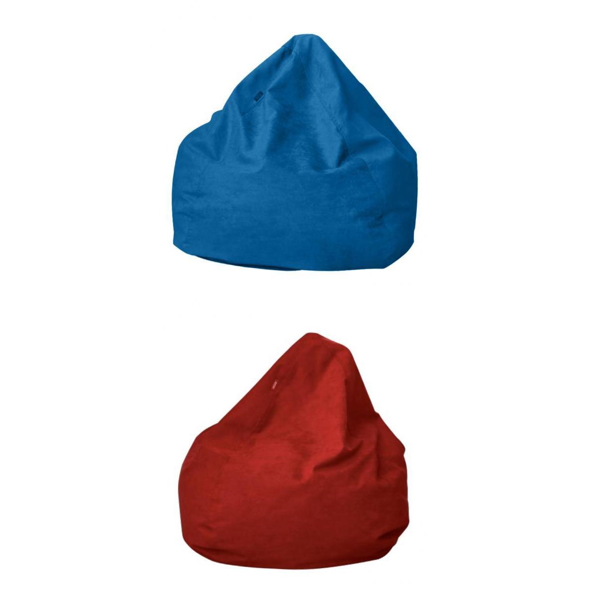 2Pcs 60x75cm Solid Color Linen Bean Bag Cover Sofa Slipcover Wine + Sky Blue