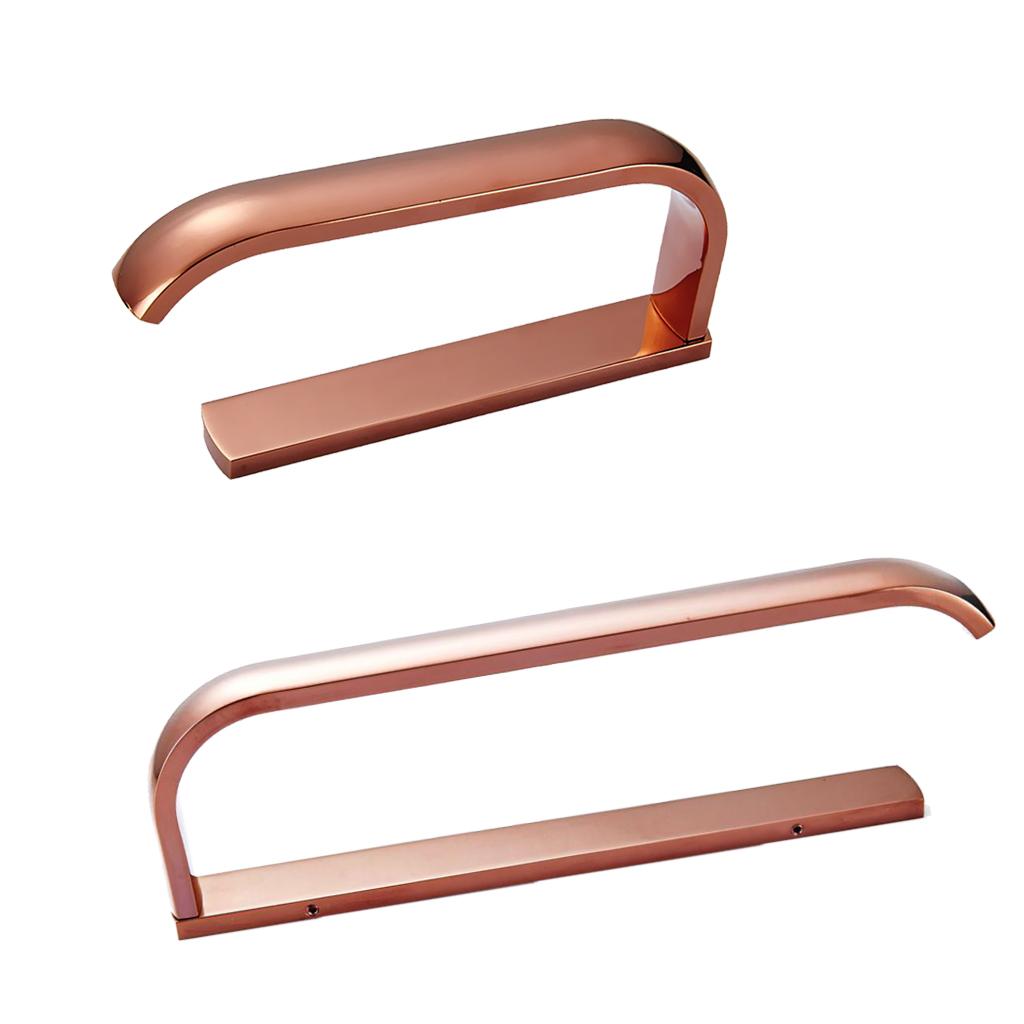2pcs Bathroom Single Towel Rails Holder Bars Rack Brass Wall Mount Rose Gold