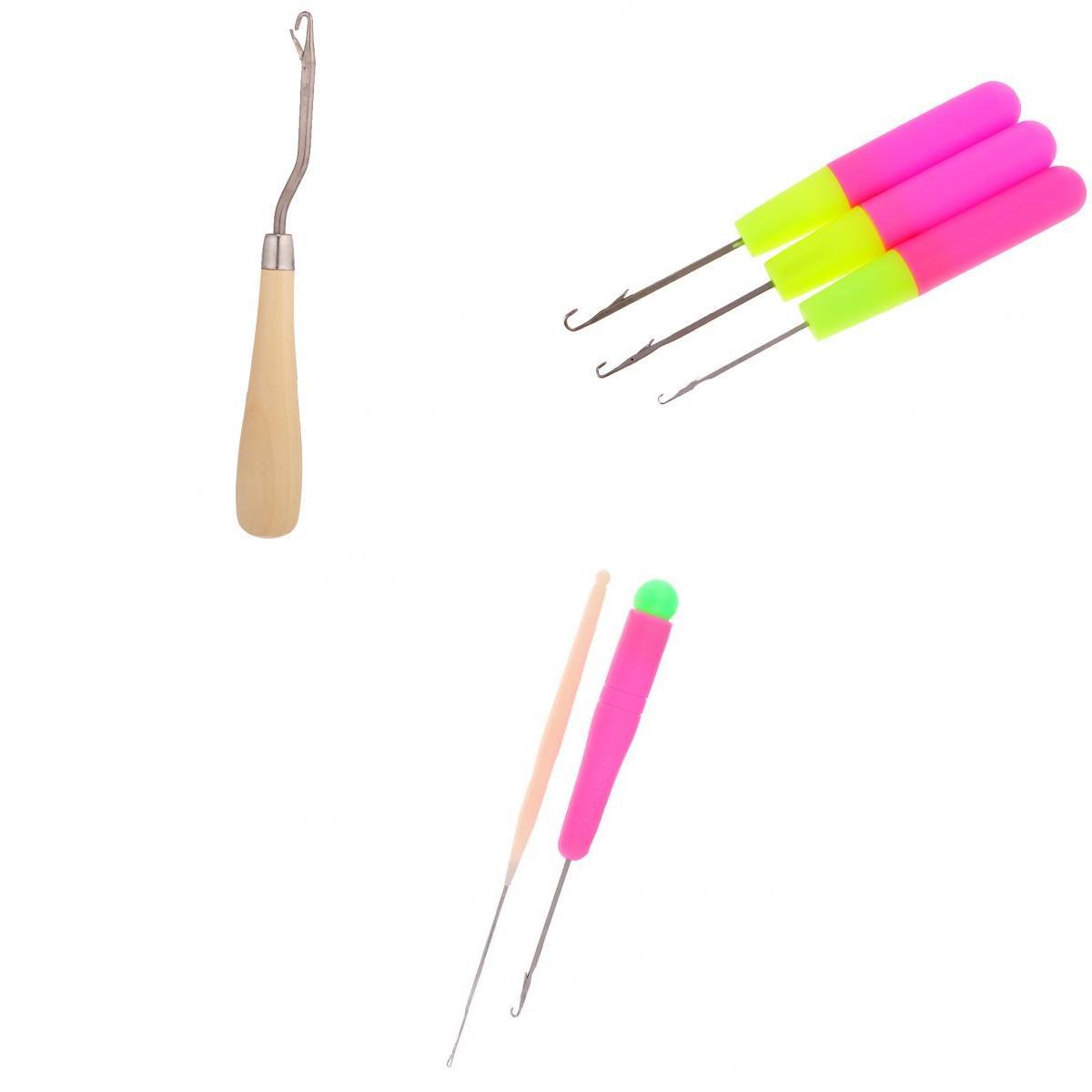 6pcs Crochet Latch Hook Lock Needles for Hair/ Micro Braid Needle Dread Lock