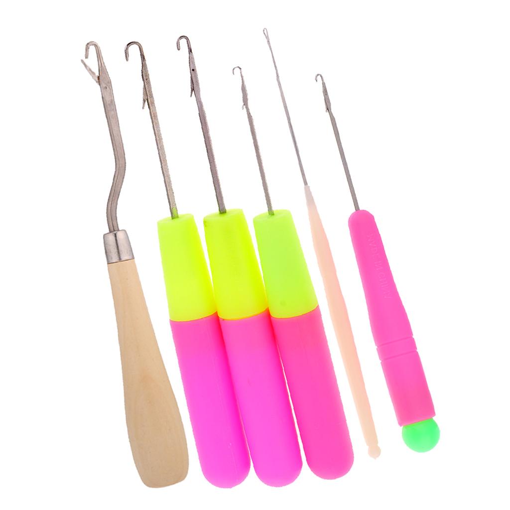 6pcs Crochet Latch Hook Lock Needles for Hair/ Micro Braid Needle Dread Lock