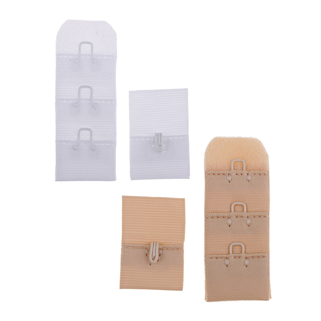 Bra back band extension buckles for Women White+Beige