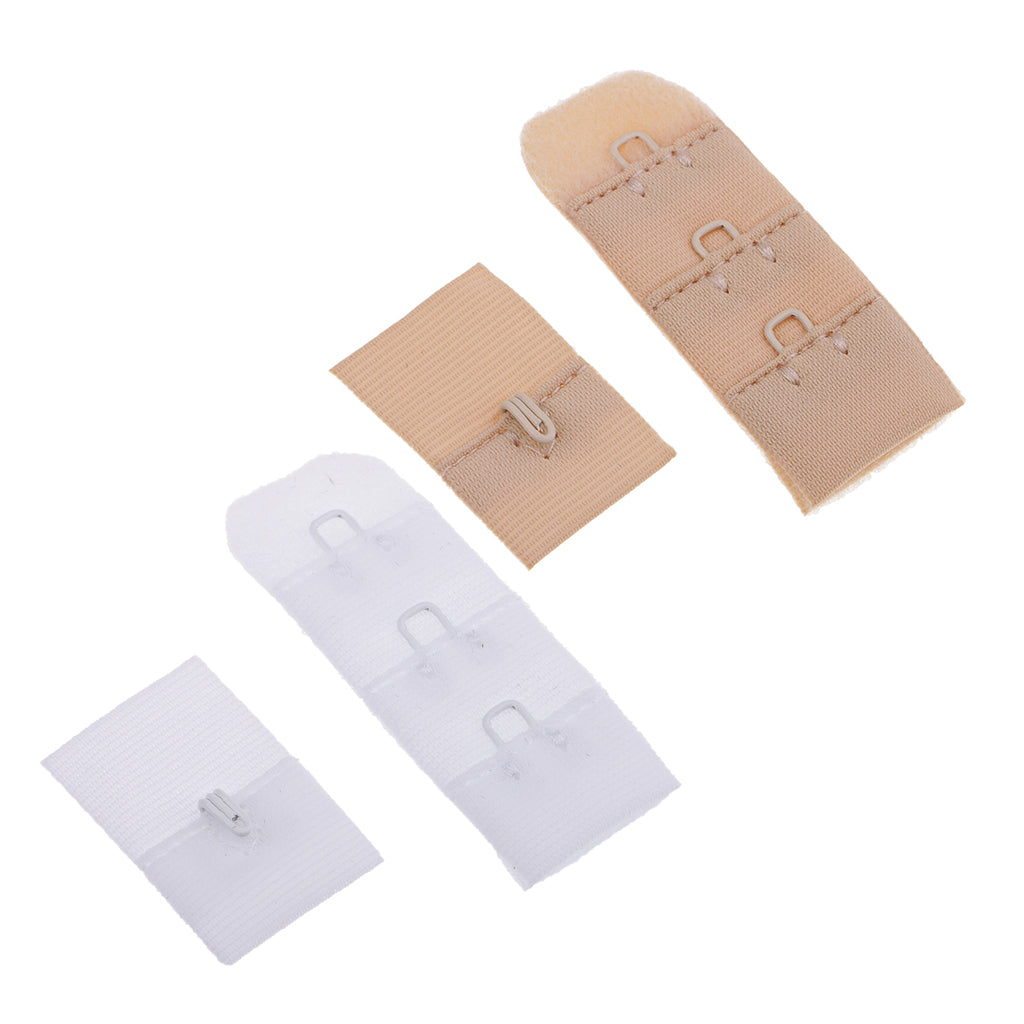 Bra back band extension buckles for Women White+Beige