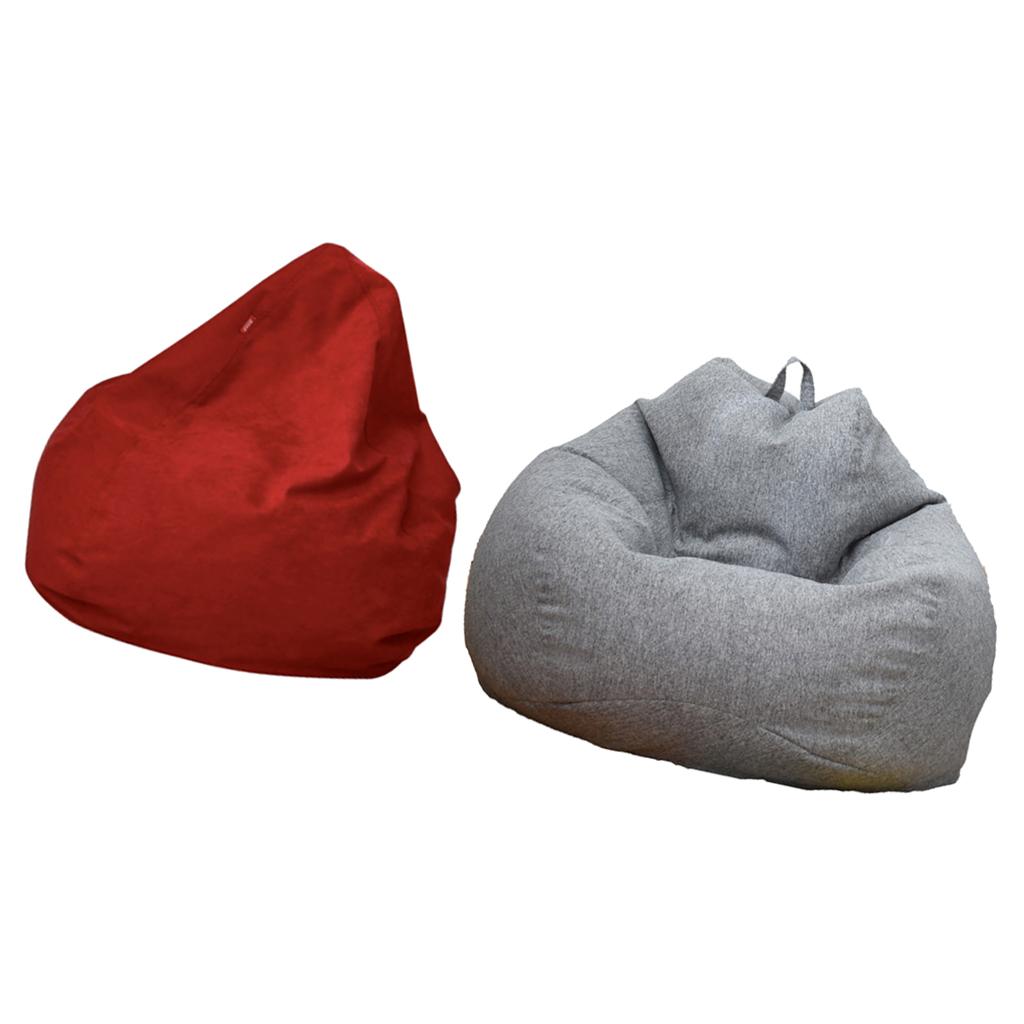 2pcs Solid Color Linen Bean Bag Cover Sofa Slipcover
