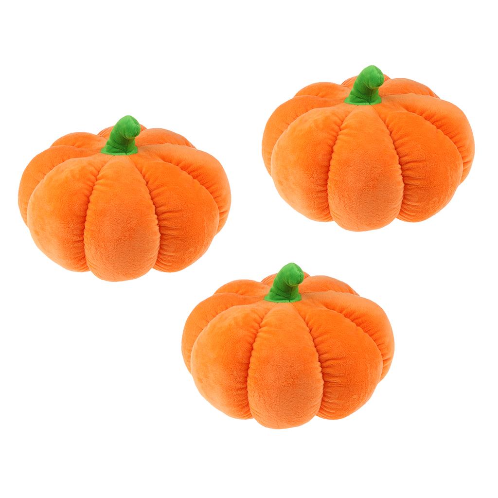 3x Halloween Pumpkin Toy Soft Plush Throw Home Office Car Decor Pillow M