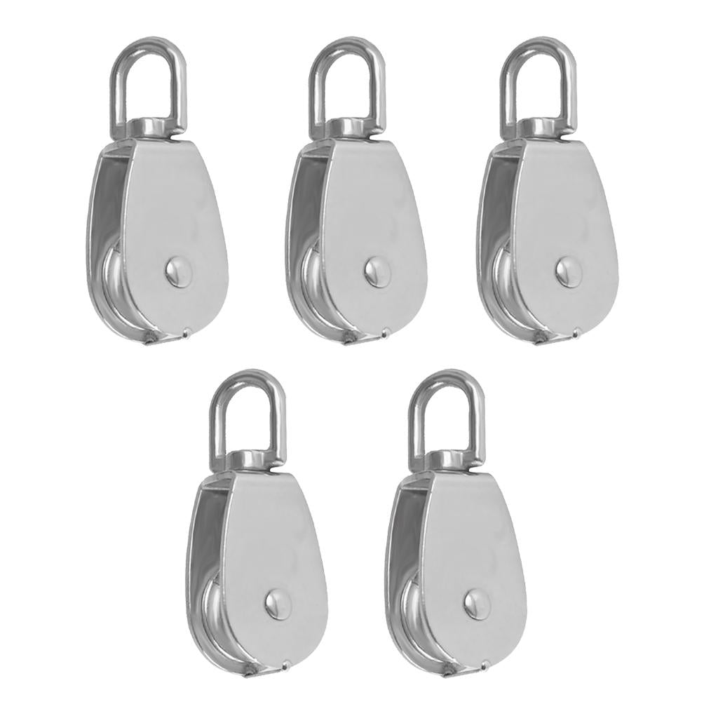 5pieces Stainless Single Wheel Pulley Block Swivel Rope Sheave Eye M15